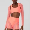 Mesh Heat Wave Shrug - Candy Orange