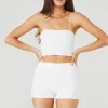 Goddess Ribbed Bandeau Top - White