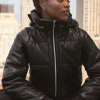 Faux Leather Boss Puffer - Black