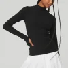 Wellness Rib Mock Neck Long Sleeve - Black