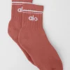 Unisex Half-Crew Throwback Sock - Soft Terracotta/White