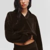 Cropped Cozy Day Henley Pullover - Espresso