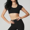 Blissful Henley Bra Top - Black