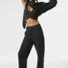 High-Waist Free Time Straight Leg Sweatpant - Black