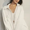 Ribbed Velour Mountain Side Shacket - Ivory