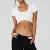 Seamless Ribbed Cropped Serene Short Sleeve - White