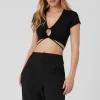 Airbrush Criss Cross Short Sleeve - Black