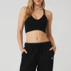 Seamless Ribbed Low Back Bra - Black