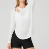 Ribbed Peak Long Sleeve - White
