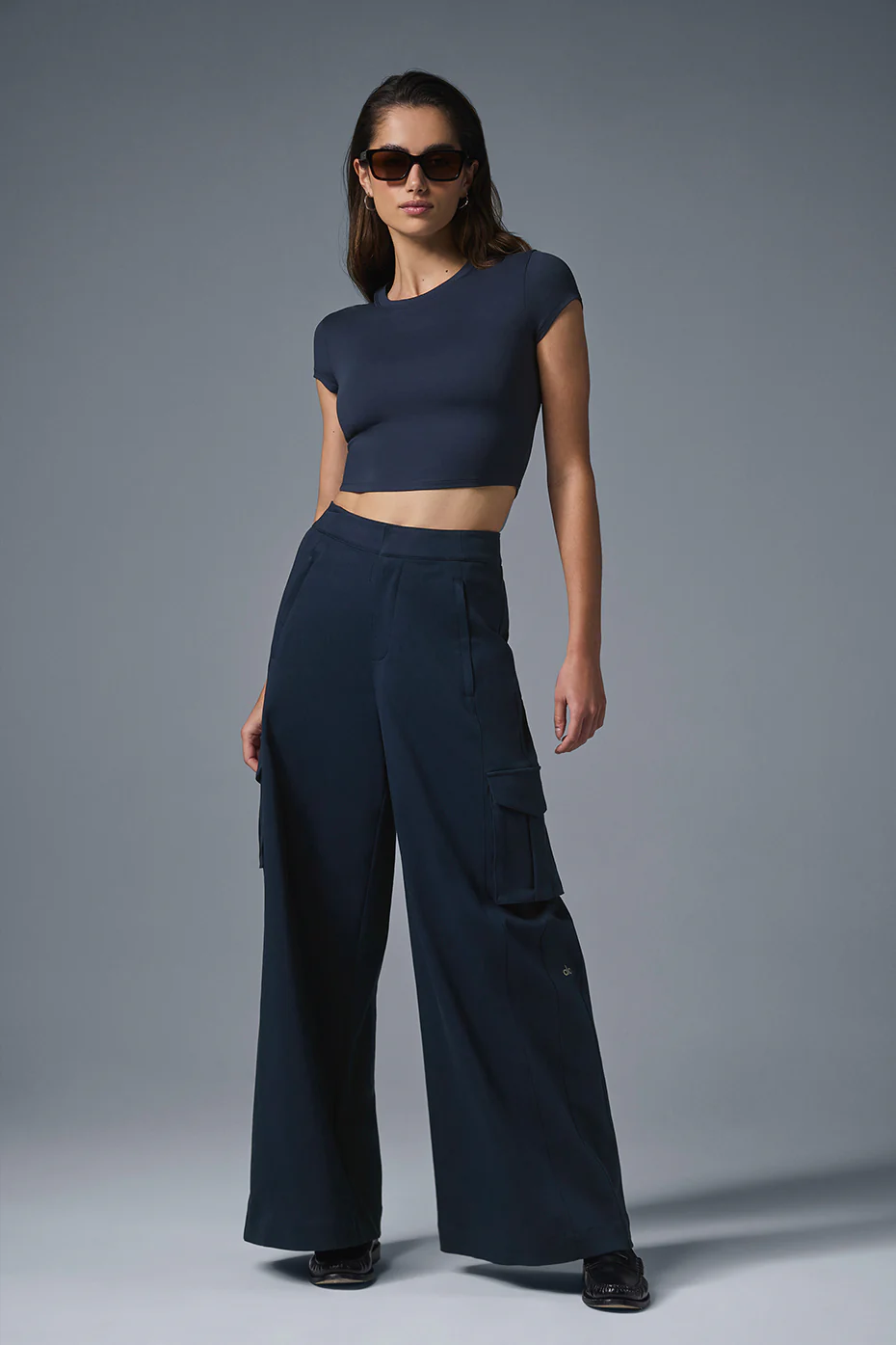 Wide Leg Cargo Show Off Trouser - Navy