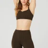 Pinstripe Jacquard Captivate Bra - Espresso/Black