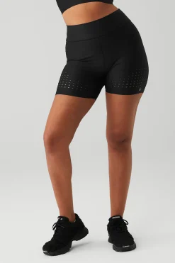 5&quot; Airlift High-Waist Laser Cut Speedy Short - Black