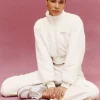 Polar Fleece Cropped Wintry Mix Jacket - Ivory