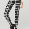 Airlift High-Waist Magnified Plaid Legging - Black/Ivory