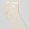 Unisex Half-Crew Throwback Sock - Bone/White