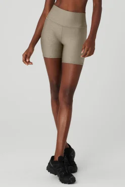 5&quot; Airlift High-Waist Leopard Debossed Biker Short - Gravel